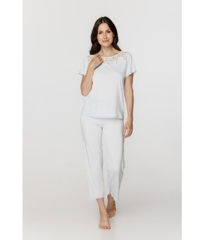 Pijama set mujer micromodal blanco y gris